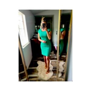 Green White House Black Market Midi dress.
